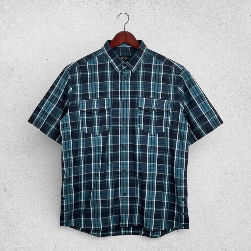 Karrimor XXL Teal Plaid Snap Front Shirt Outdoor Hiking Casual